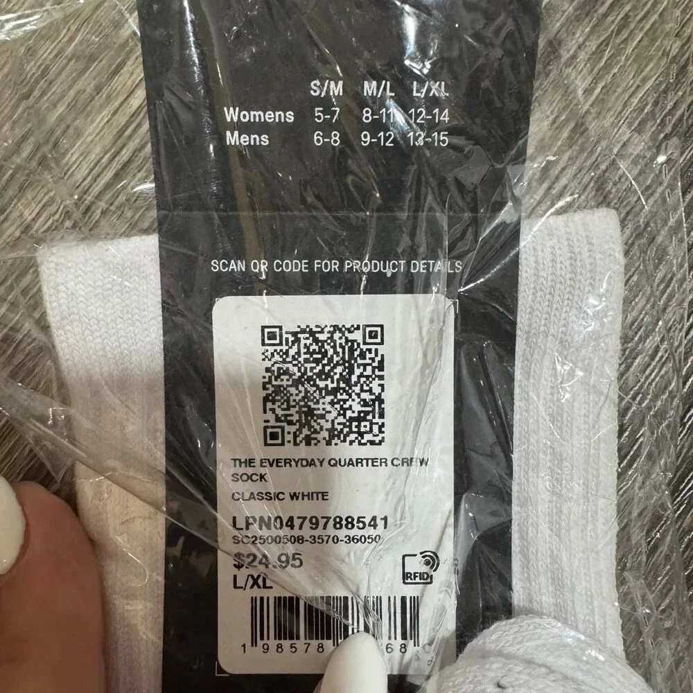 Fabletics the everyday quarter crew socks classic white l/xl